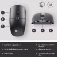 LECOO M2001 KABLOSUZ 1600 DPI SİYAH MOUSE