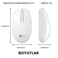 LECOO WS204 KABLOSUZ 1200 DPI BEYAZ MOUSE