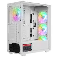 RAMPAGE VIGILANT MESH 650W 80+ BR 4x12CM RGB FAN ATX TEMPERED GLASS 2xUSB2.0/1xUSB3.0 BEYAZ MID TOWER GAMİNG KASA